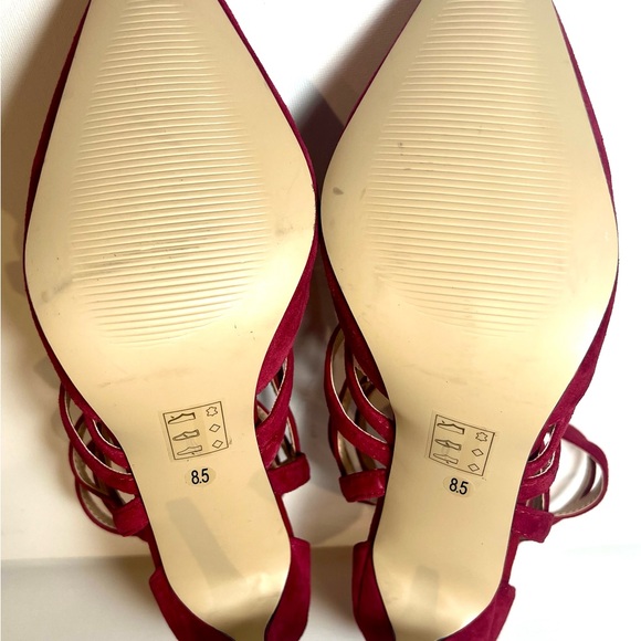Sole Society SHAYLEY Suede Dark Red Strappy Heels Size 8.5 - Picture 9 of 12